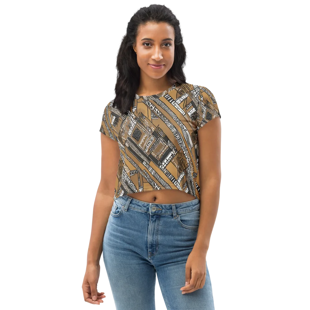 Ochre Cipher on Crop Tee — Front