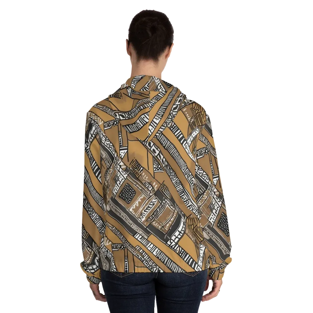 Ochre Cipher on Women's Full-Zip Hoodie — Back On Person