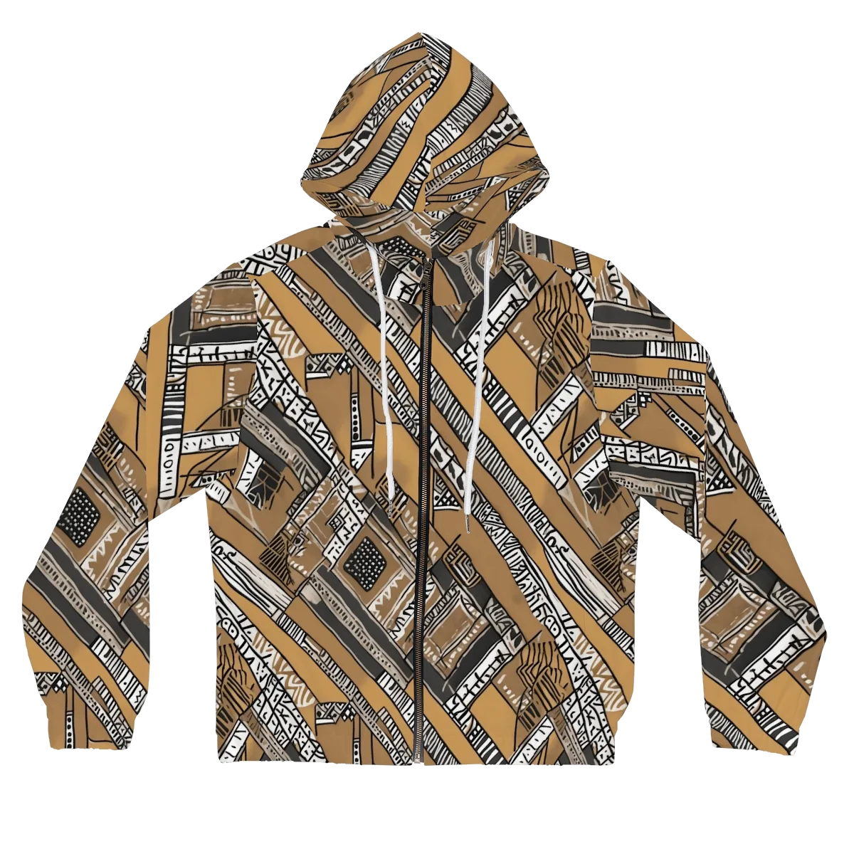 Ochre Cipher on Women's Full-Zip Hoodie — Front