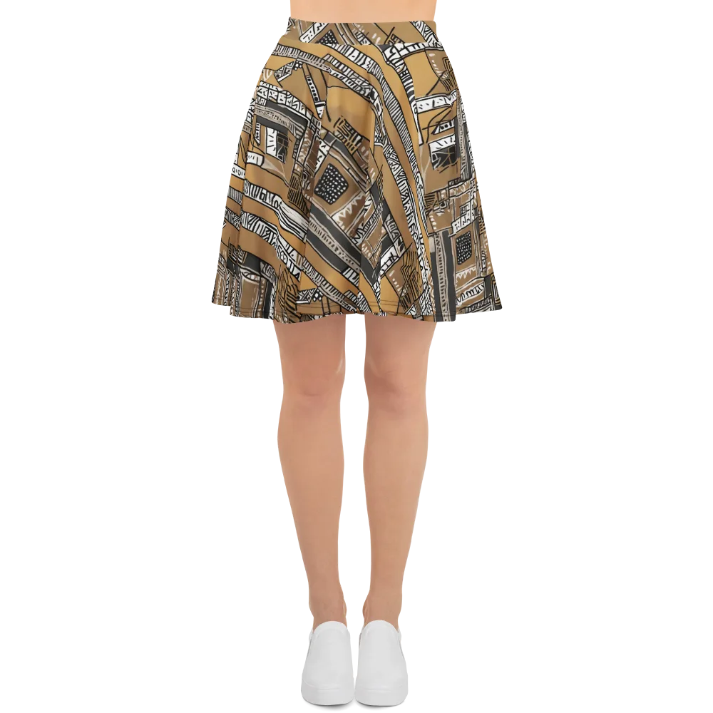 Ochre Cipher on Skater Skirt — Front