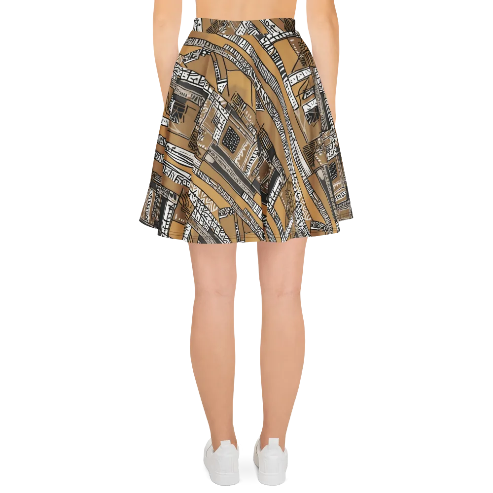Ochre Cipher on Skater Skirt — Back