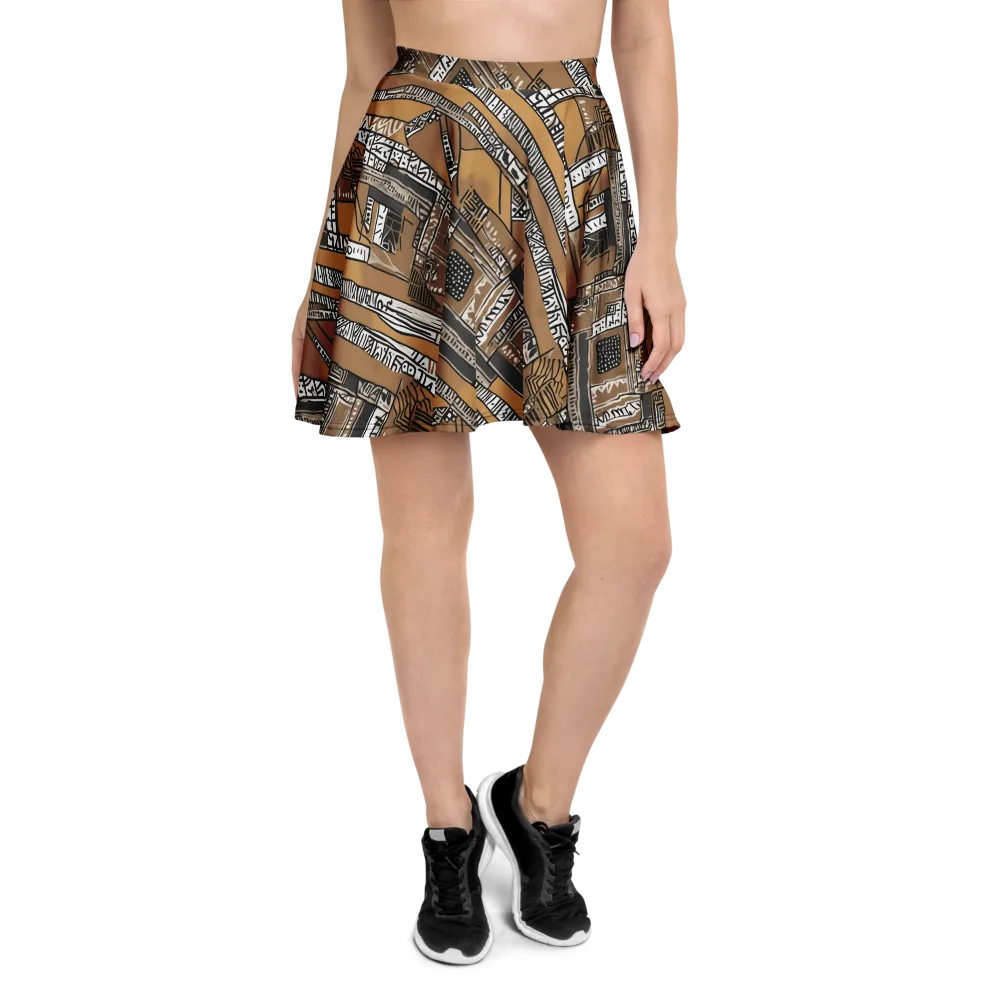 Ochre Cipher on Skater Skirt — Front