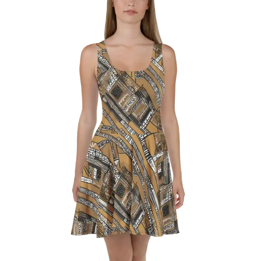 Ochre Cipher on a Skater Dress