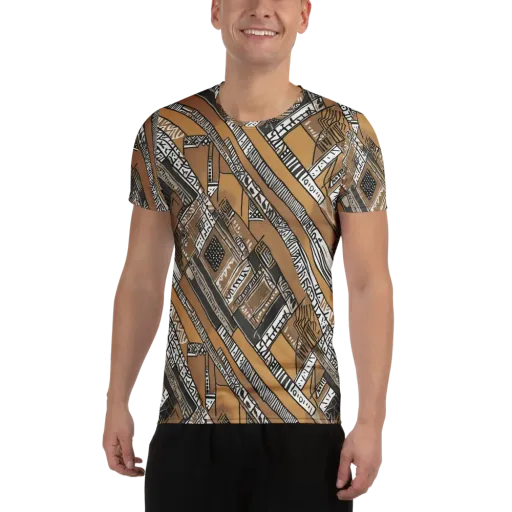 Ochre Cipher on a Men's Athletic T-Shirt