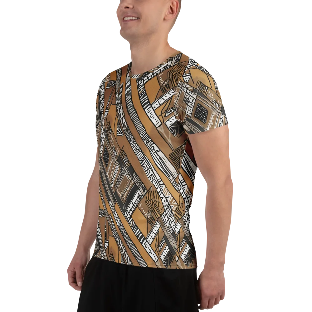 Ochre Cipher on Men's Athletic T-Shirt — Left