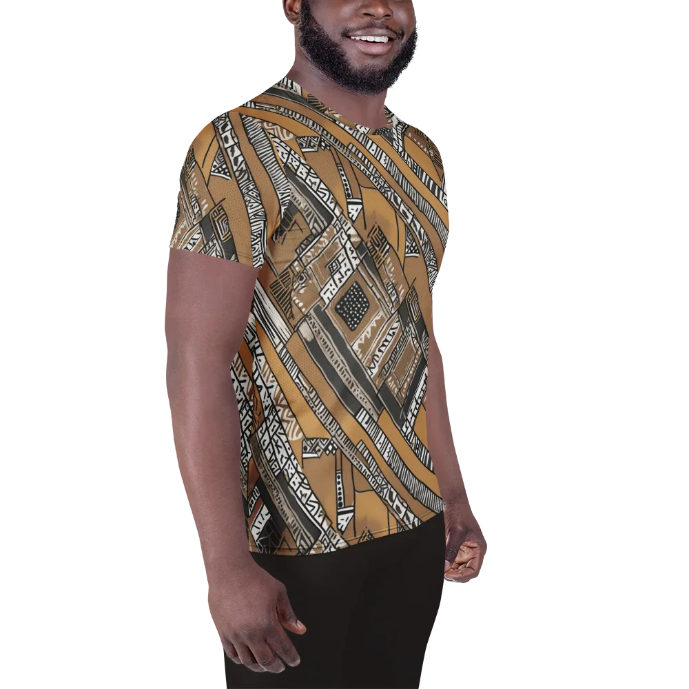 Ochre Cipher on Men's Athletic T-Shirt — Right