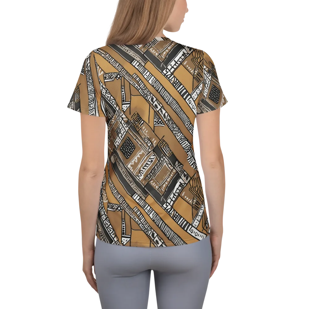 Ochre Cipher on Women's Athletic T-Shirt — Back
