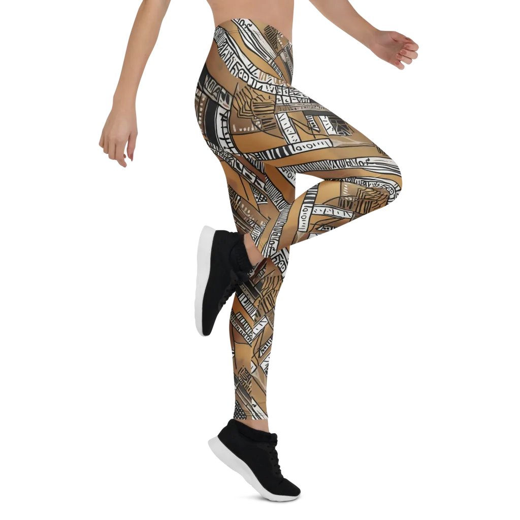 Ochre Cipher on Leggings — Right