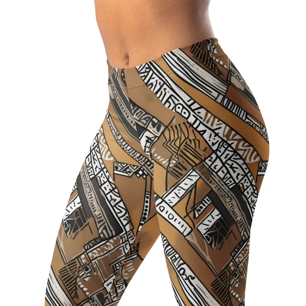 Ochre Cipher on Leggings — Left Front