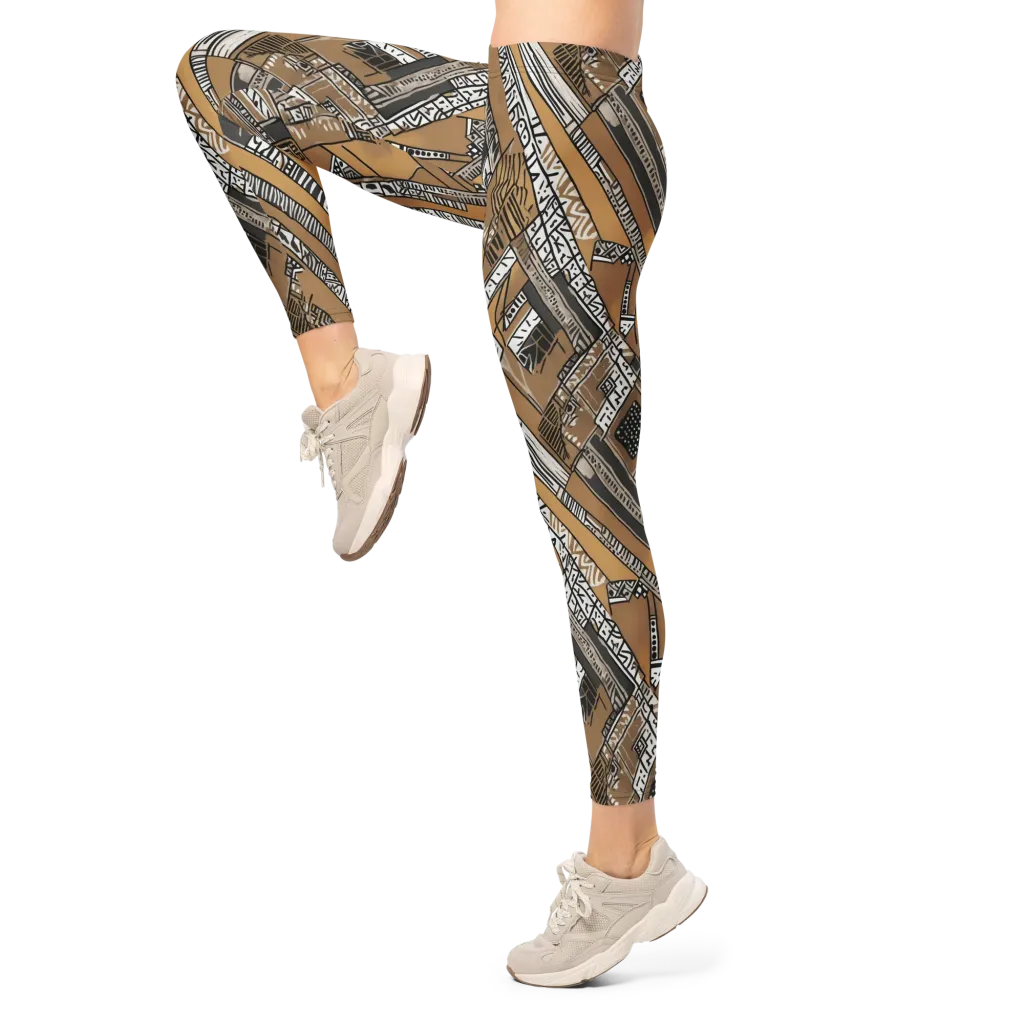 Ochre Cipher on Leggings — Left
