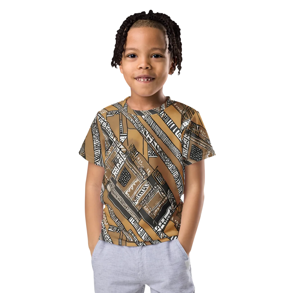 Ochre Cipher on Kids Crew Neck T-Shirt — Front