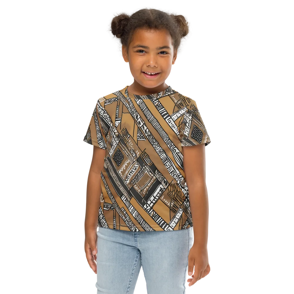 Ochre Cipher on Kids Crew Neck T-Shirt — Front