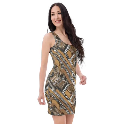 Ochre Cipher on a Bodycon Dress