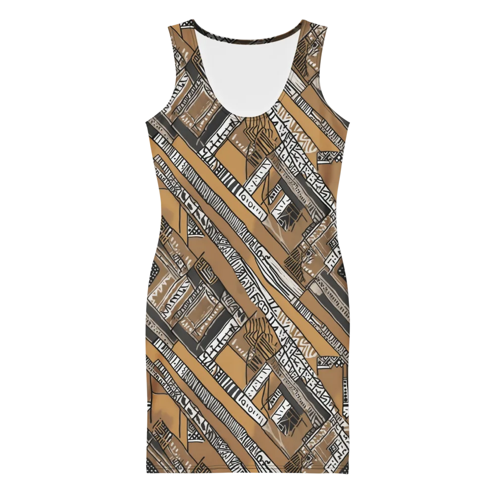 Ochre Cipher on Bodycon Dress — Front