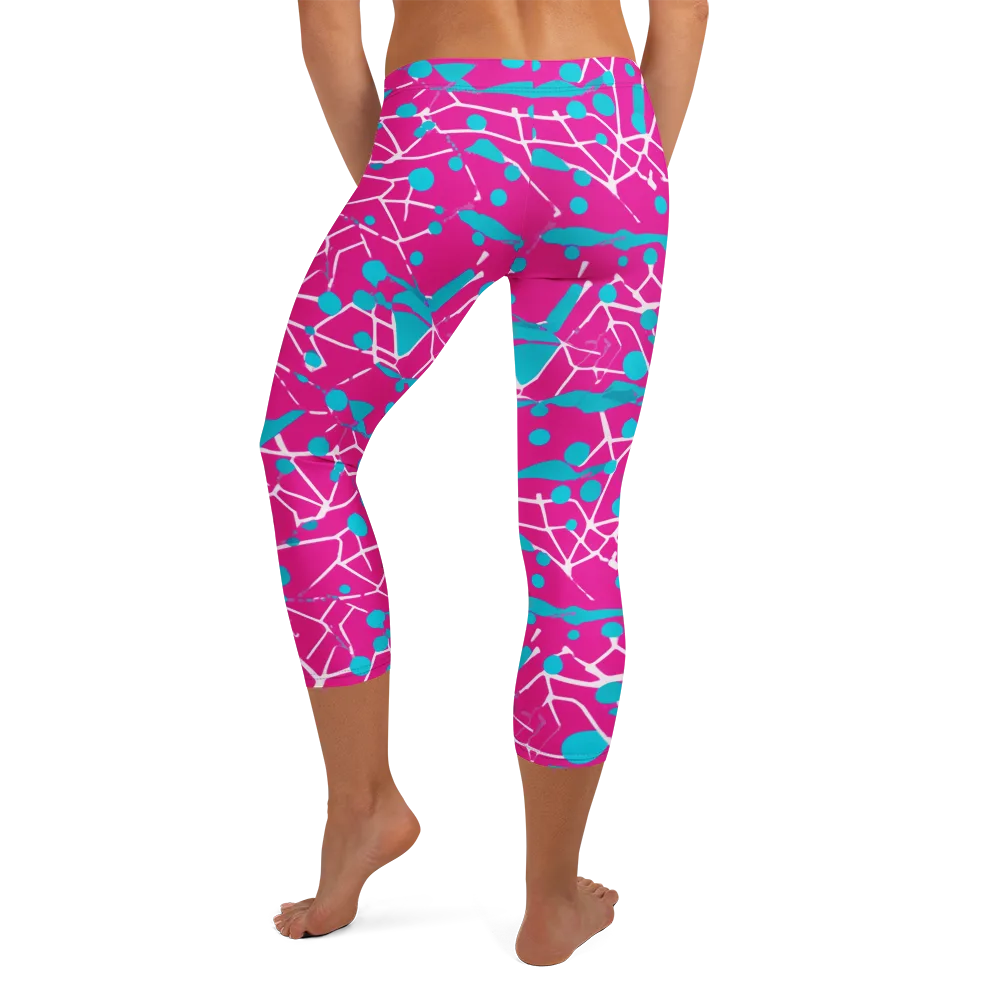 Neon Nervure on Capri Leggings — Back