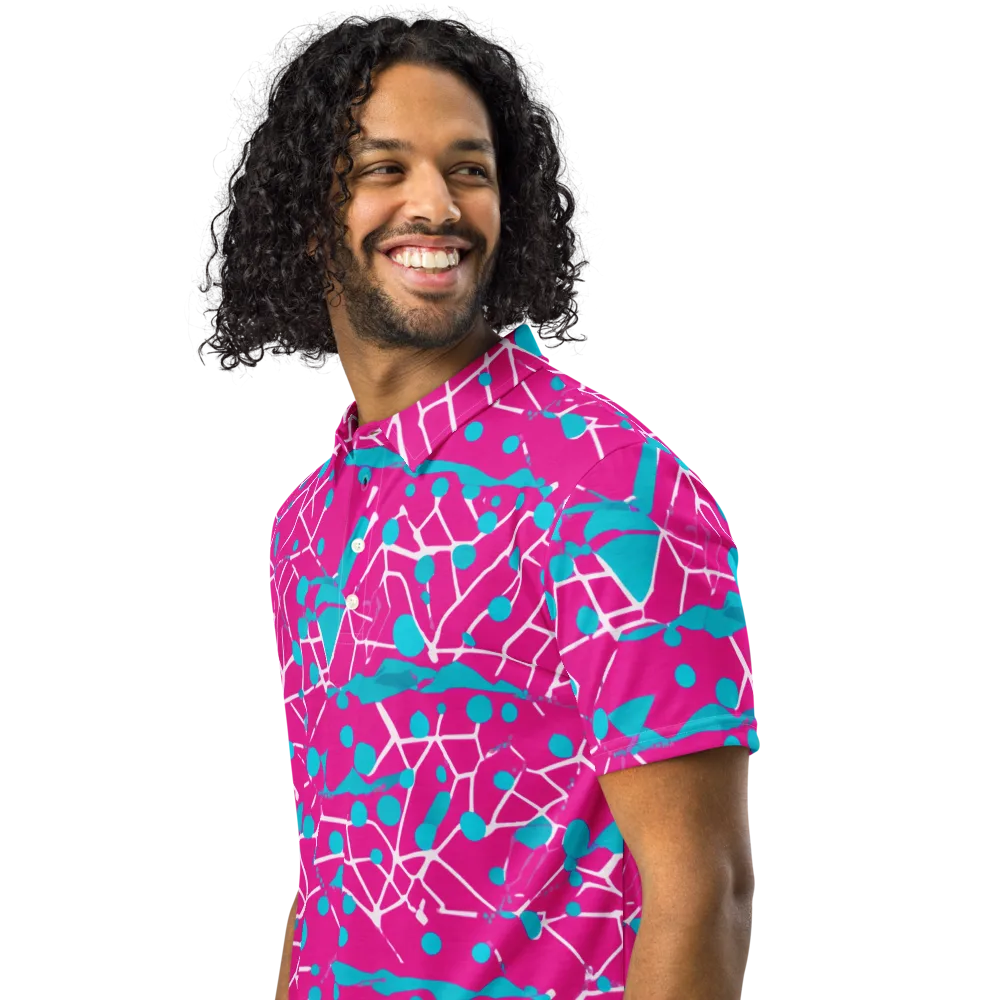 Neon Nervure on Men's Slim Fit Polo Shirt — Left Front