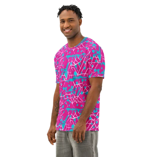 Neon Nervure on a Men's Cotton Crew Neck T-Shirt
