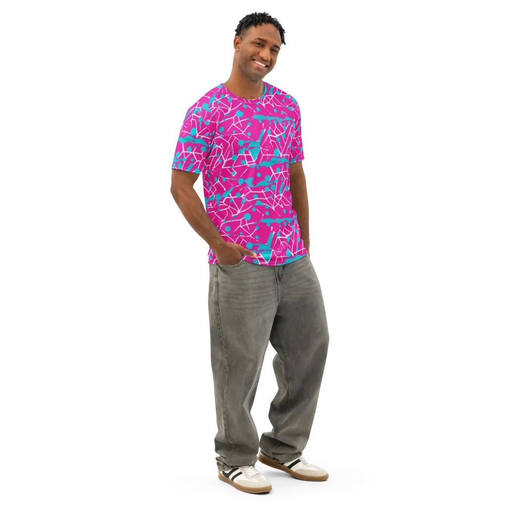 Neon Nervure on Men's Cotton Crew Neck T-Shirt — Right Front