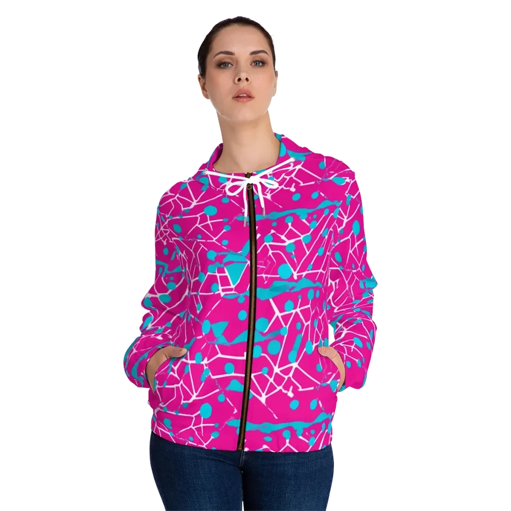 Neon Nervure on Women's Full-Zip Hoodie — Front On Person