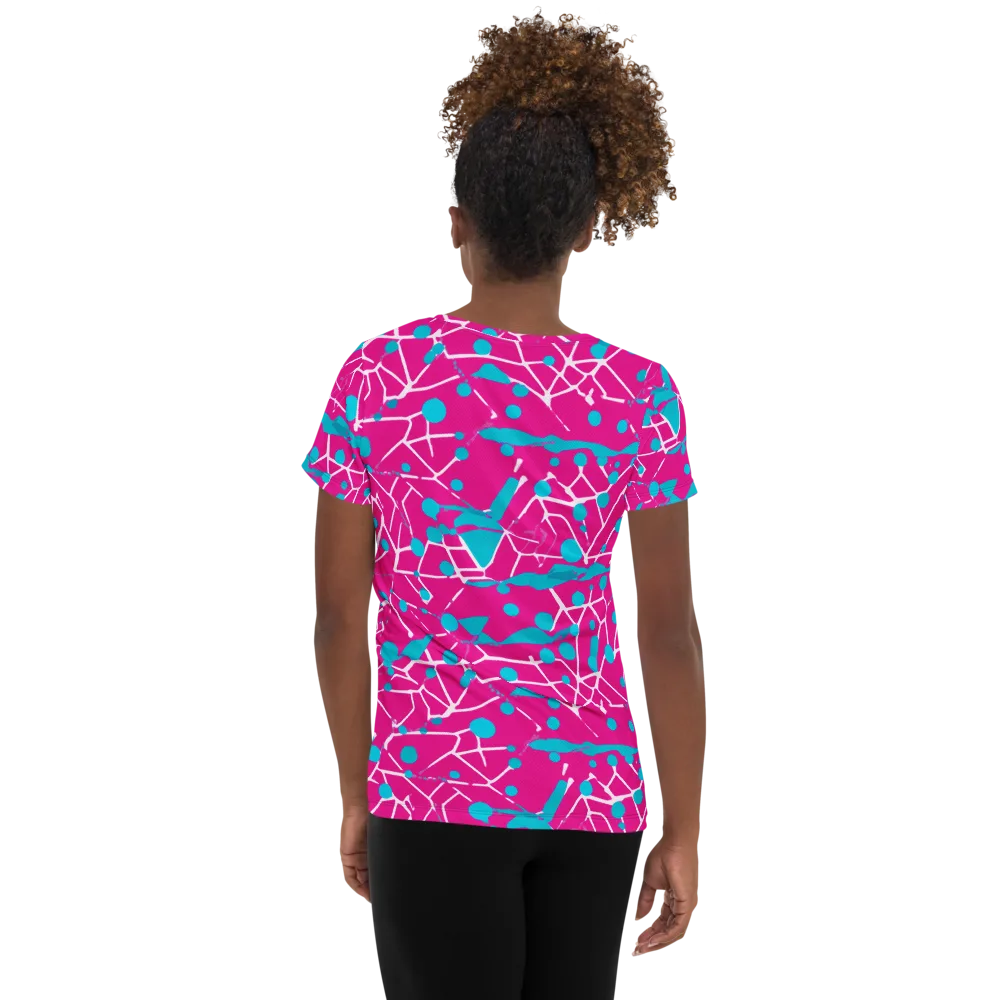 Neon Nervure on Women's Athletic T-Shirt — Back