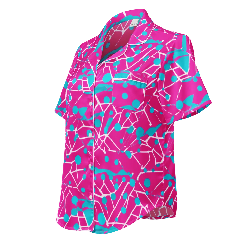 Neon Nervure on Women's Short Sleeve Pajama Top — Left Front