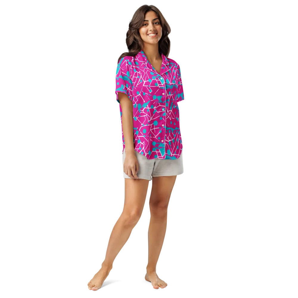 Neon Nervure on Women's Short Sleeve Pajama Top — Front