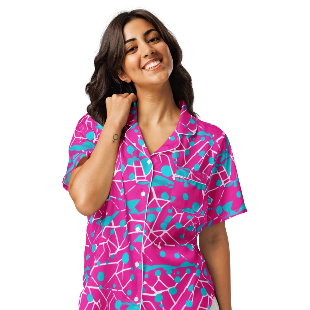 Neon Nervure on Women's Short Sleeve Pajama Top — Front