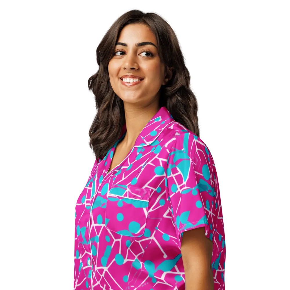 Neon Nervure on Women's Short Sleeve Pajama Top — Left Front