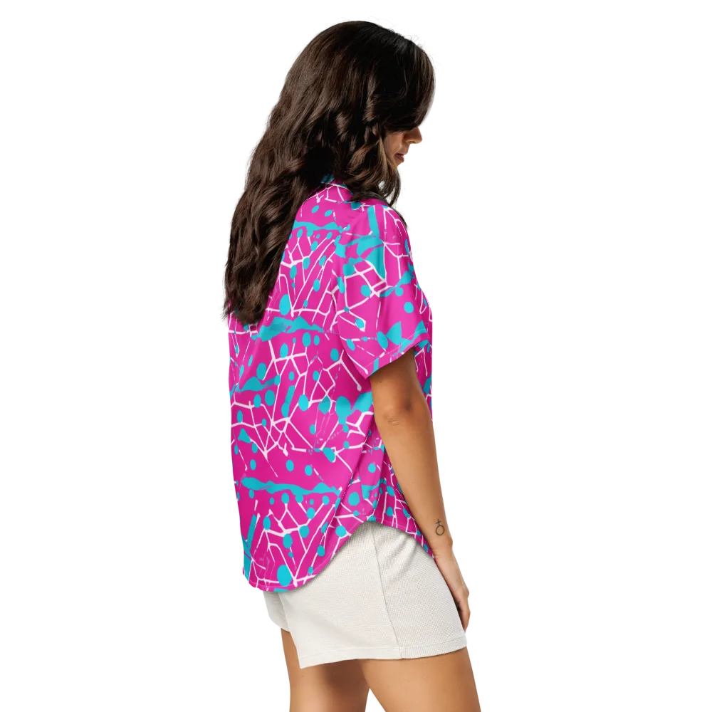 Neon Nervure on Women's Short Sleeve Pajama Top — Right Back