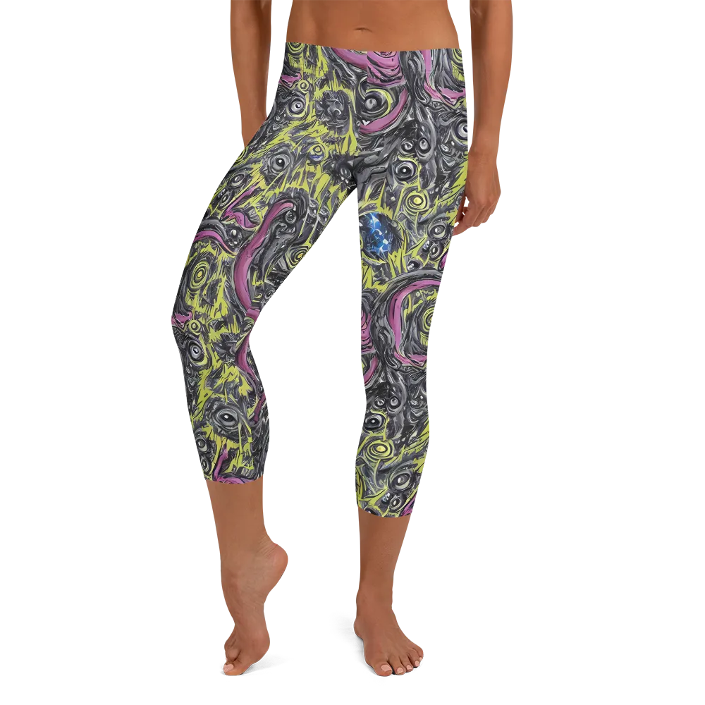 Acid Gaze on Capri Leggings — Front