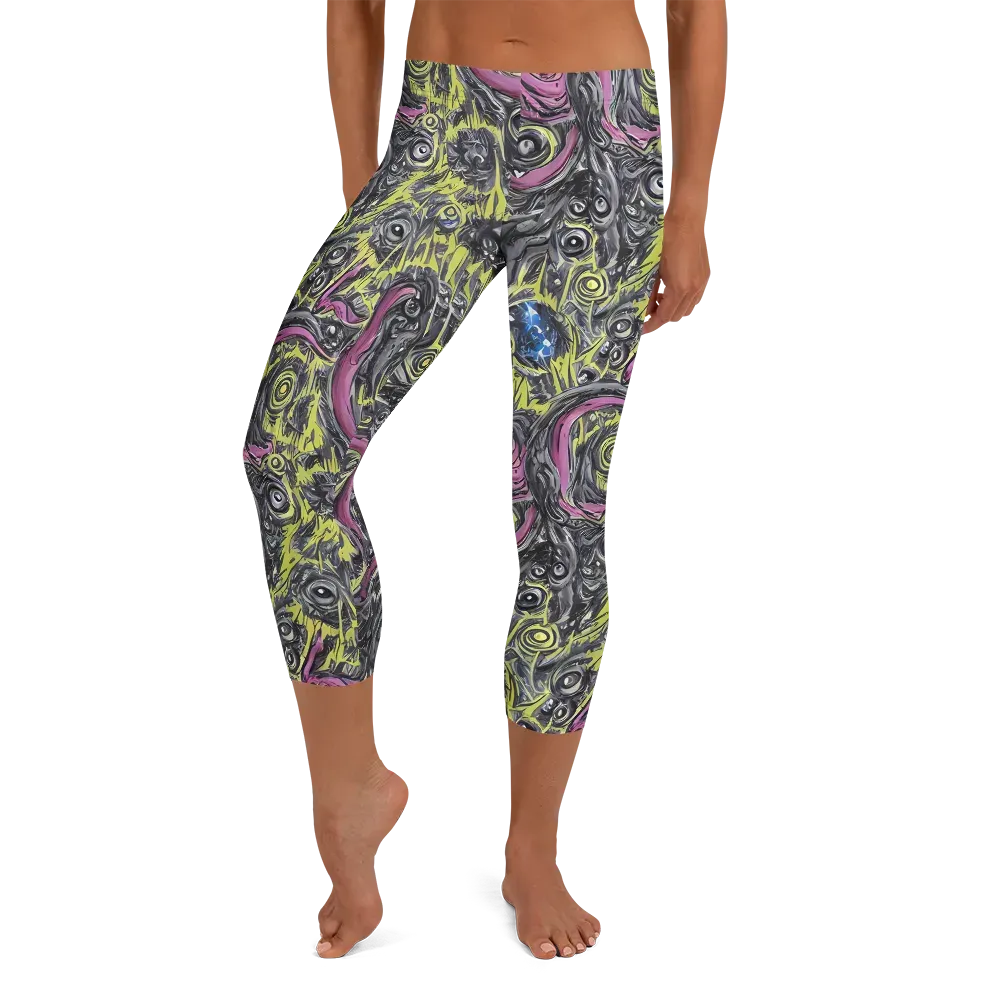 Acid Gaze on Capri Leggings — Front