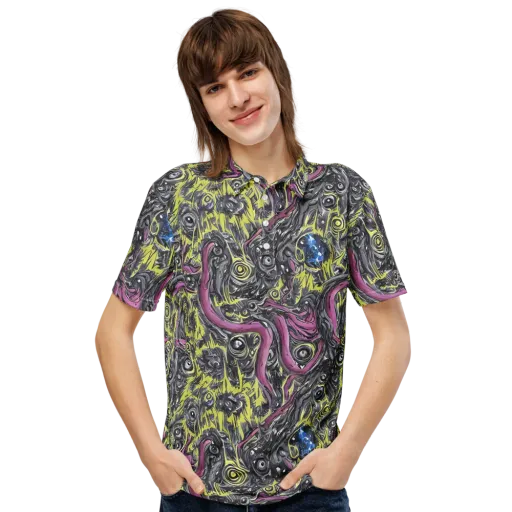Acid Gaze on a Men's Slim Fit Polo Shirt