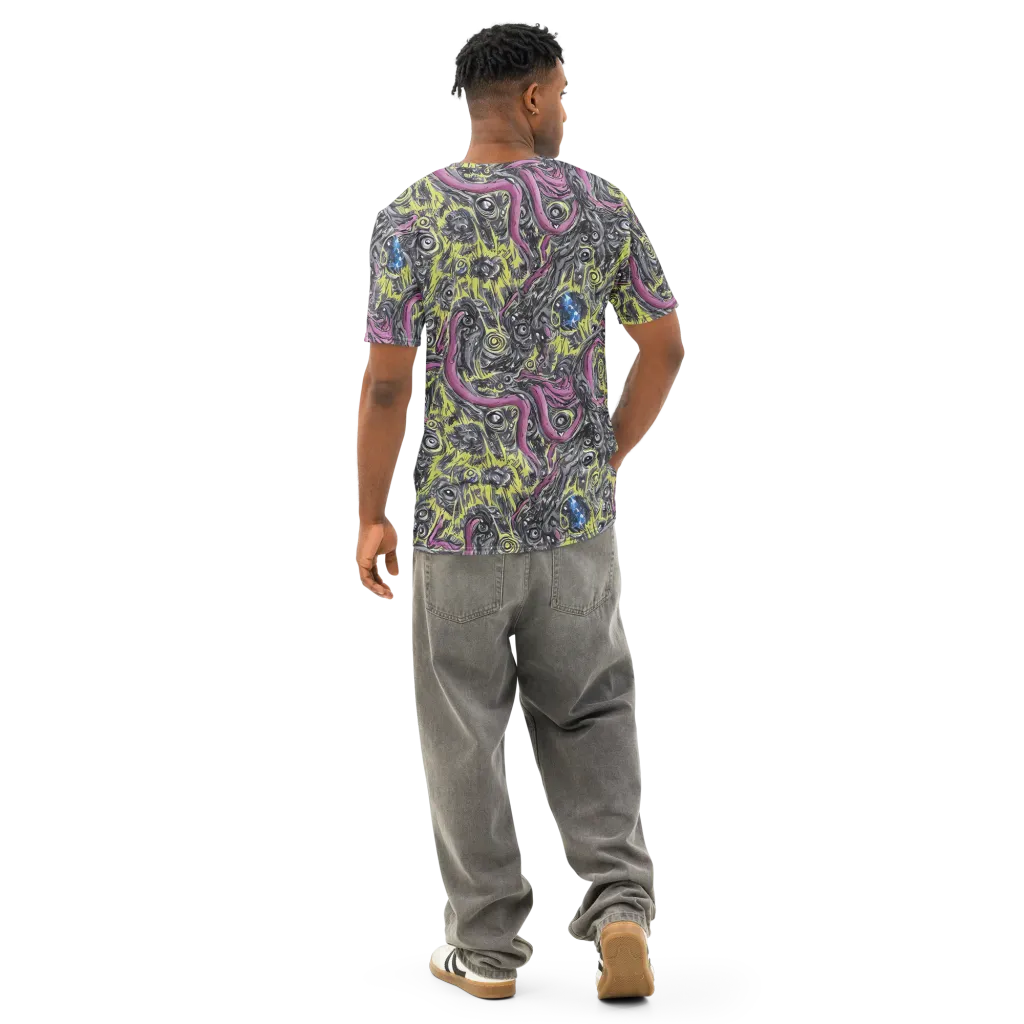 Acid Gaze on Men's Cotton Crew Neck T-Shirt — Back