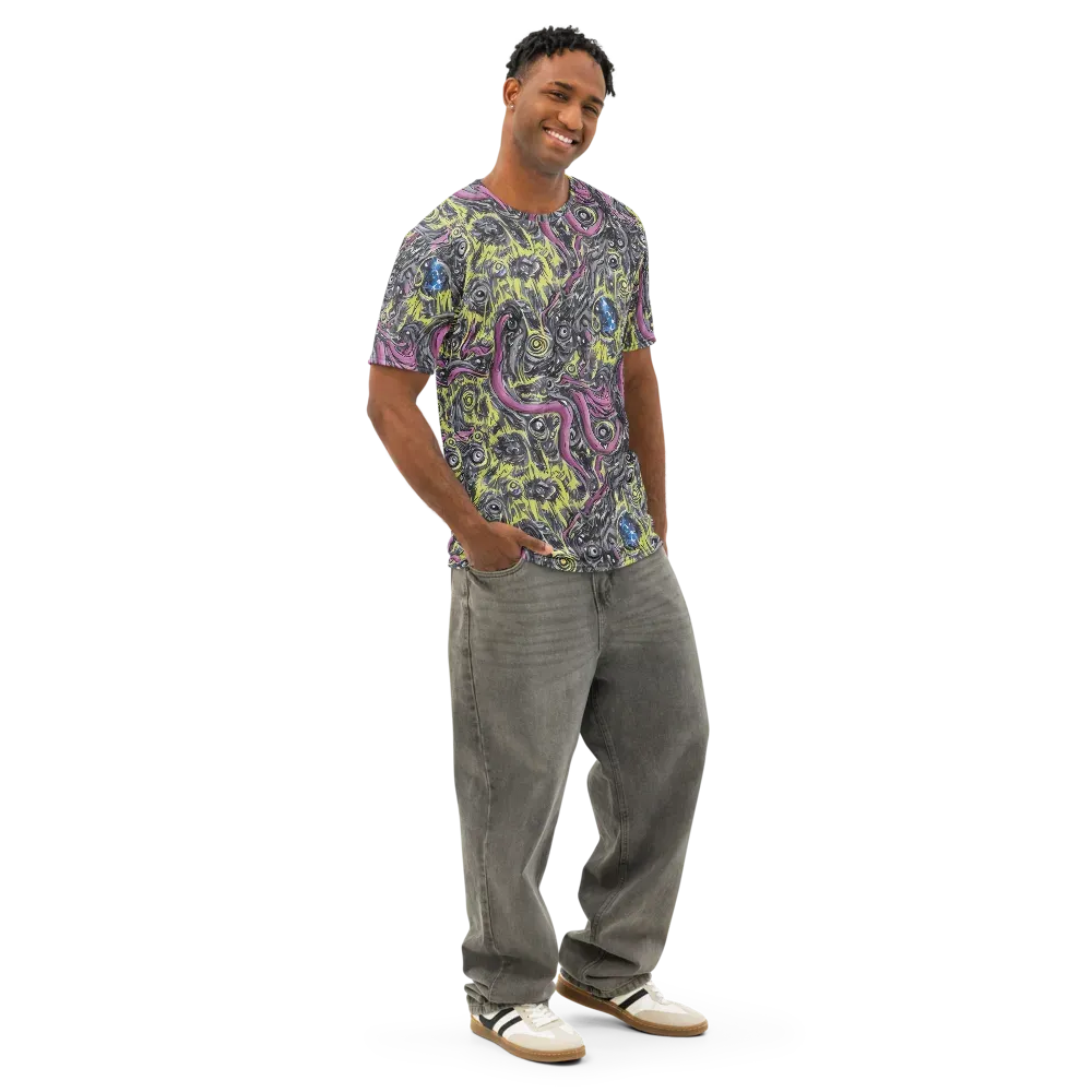 Acid Gaze on Men's Cotton Crew Neck T-Shirt — Right Front