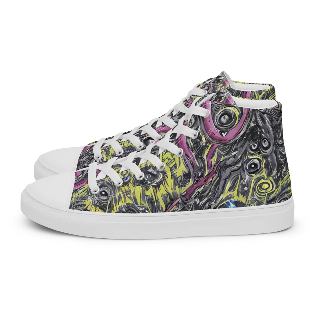 Acid Gaze on Men's High Top Canvas Shoes — Left