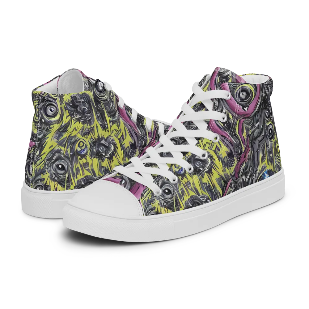 Acid Gaze on Men's High Top Canvas Shoes — Left