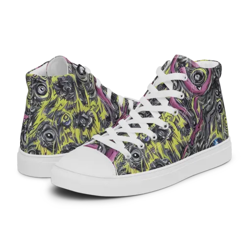 Acid Gaze on a Men's High Top Canvas Shoes