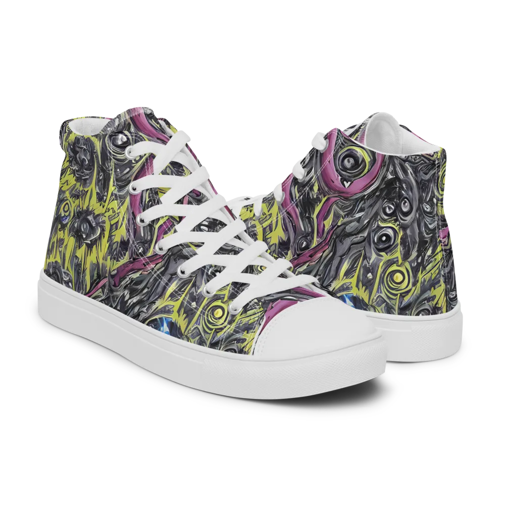 Acid Gaze on Men's High Top Canvas Shoes — Right