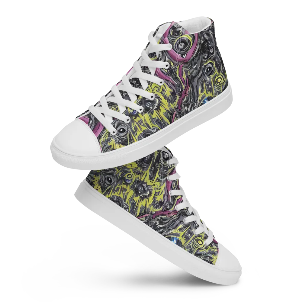 Acid Gaze on Men's High Top Canvas Shoes — Front
