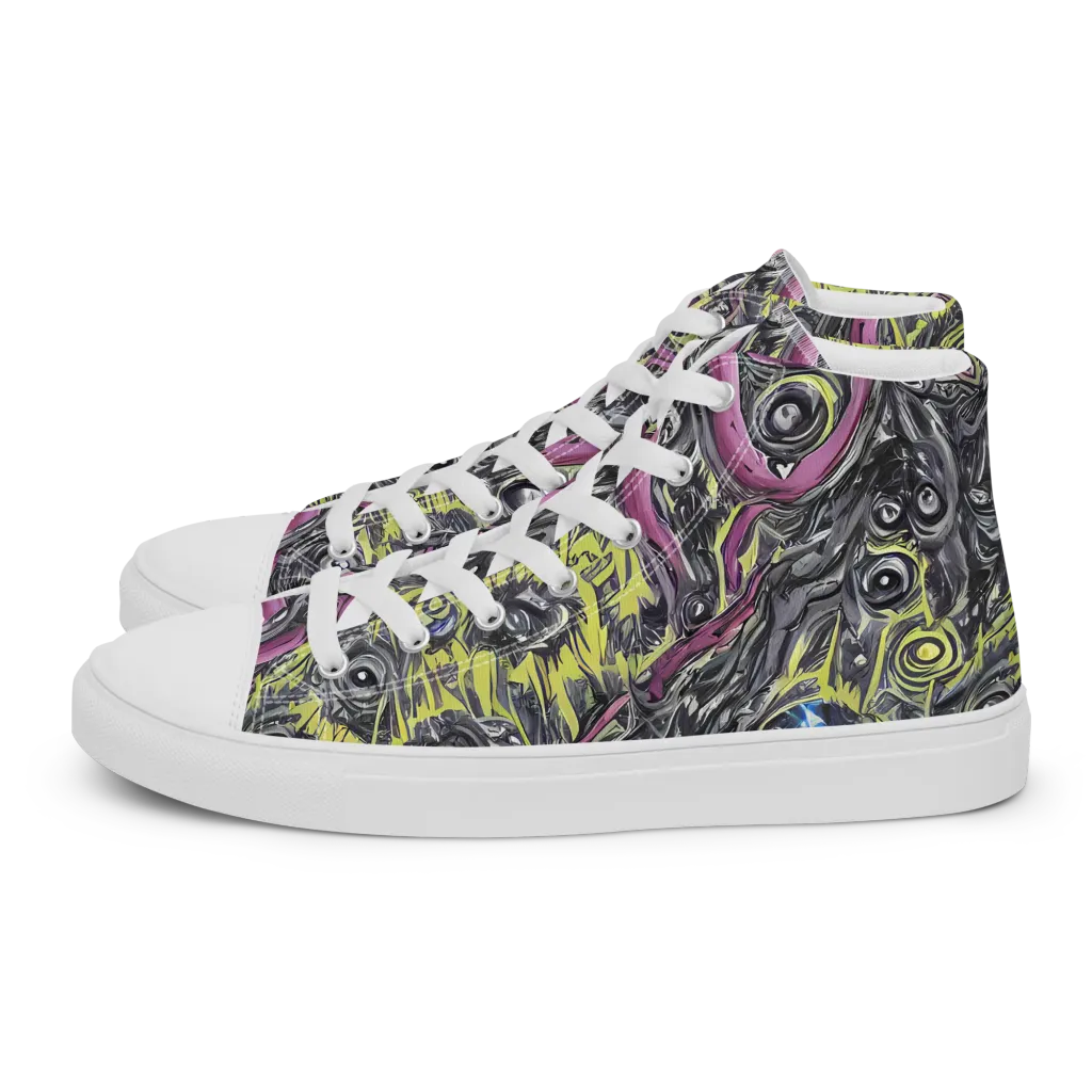 Acid Gaze on Women's High Top Canvas Shoes — Left