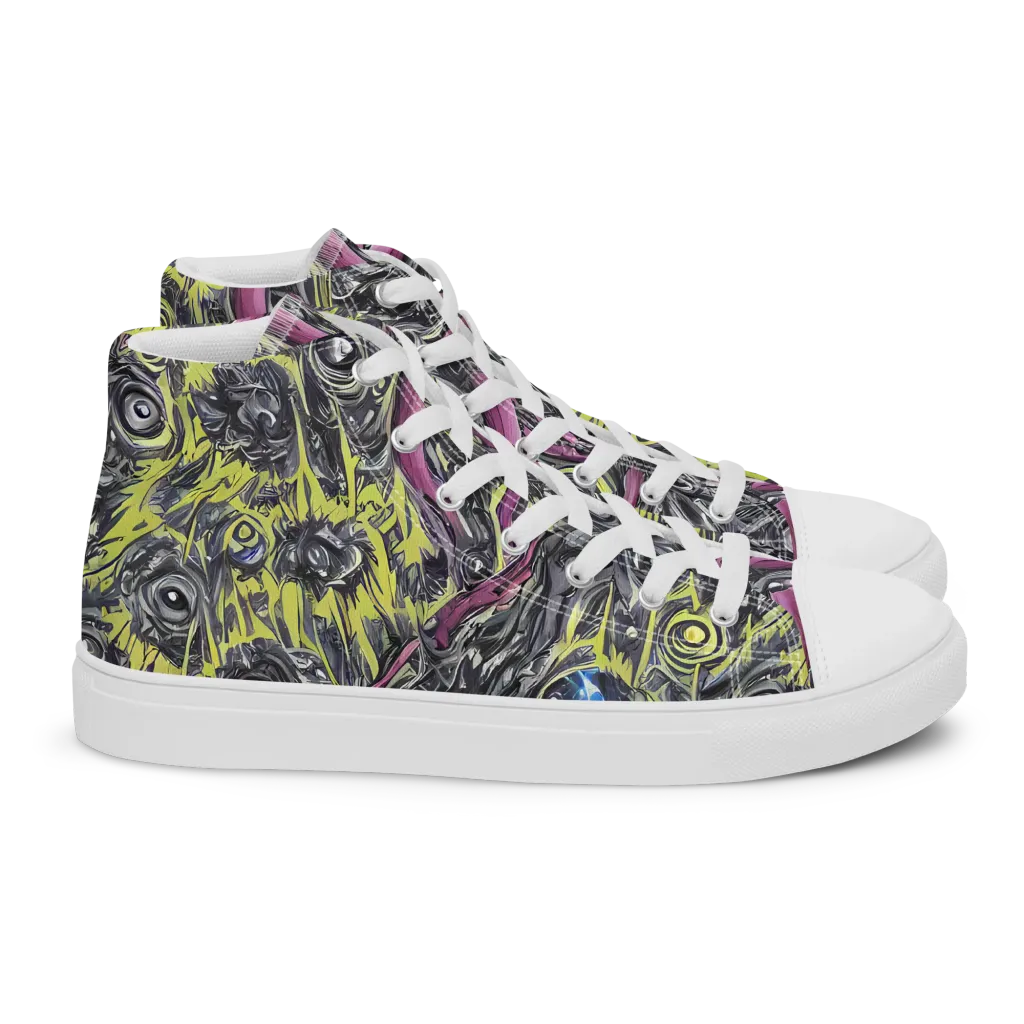 Acid Gaze on Women's High Top Canvas Shoes — Right