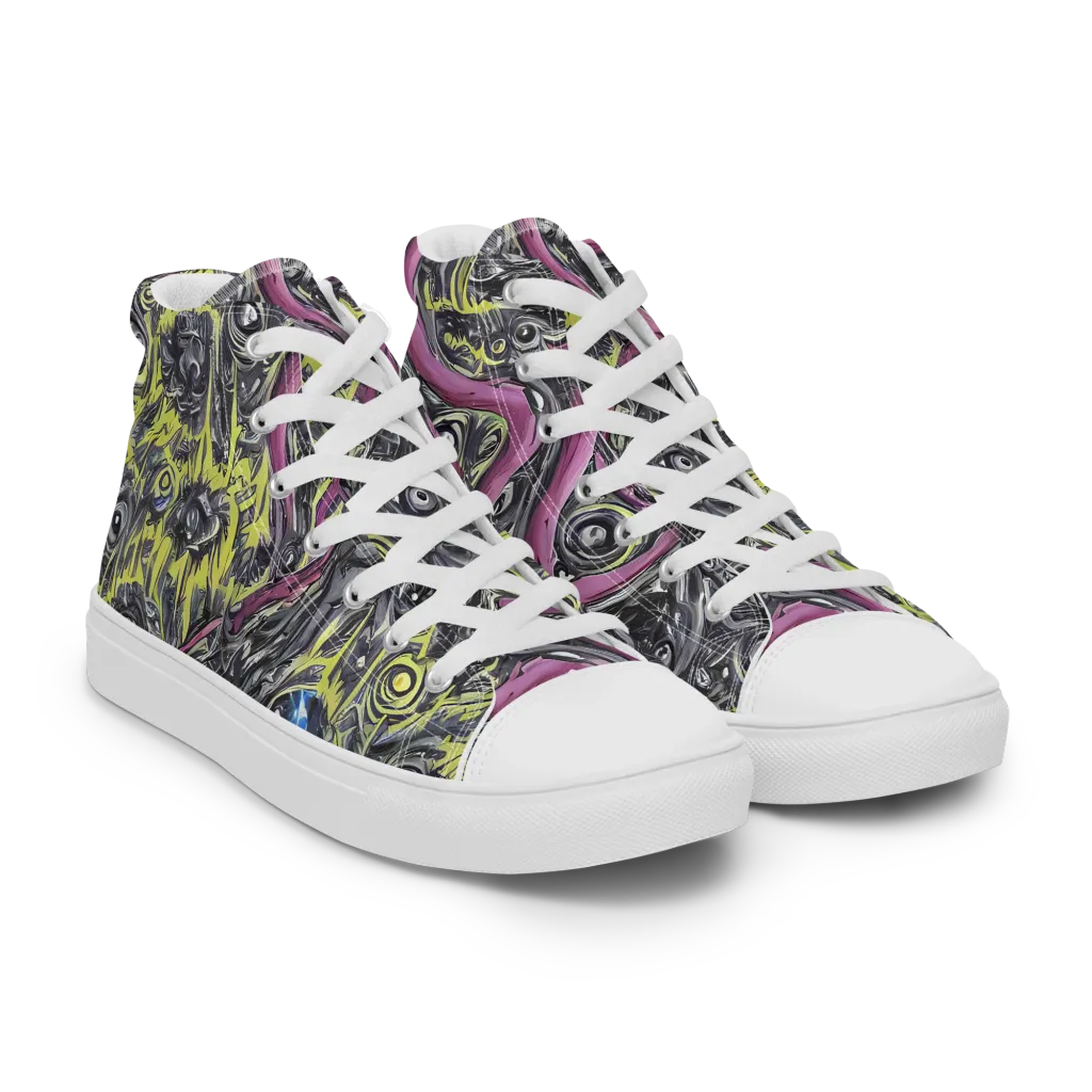 Acid Gaze on Women's High Top Canvas Shoes — Right Front