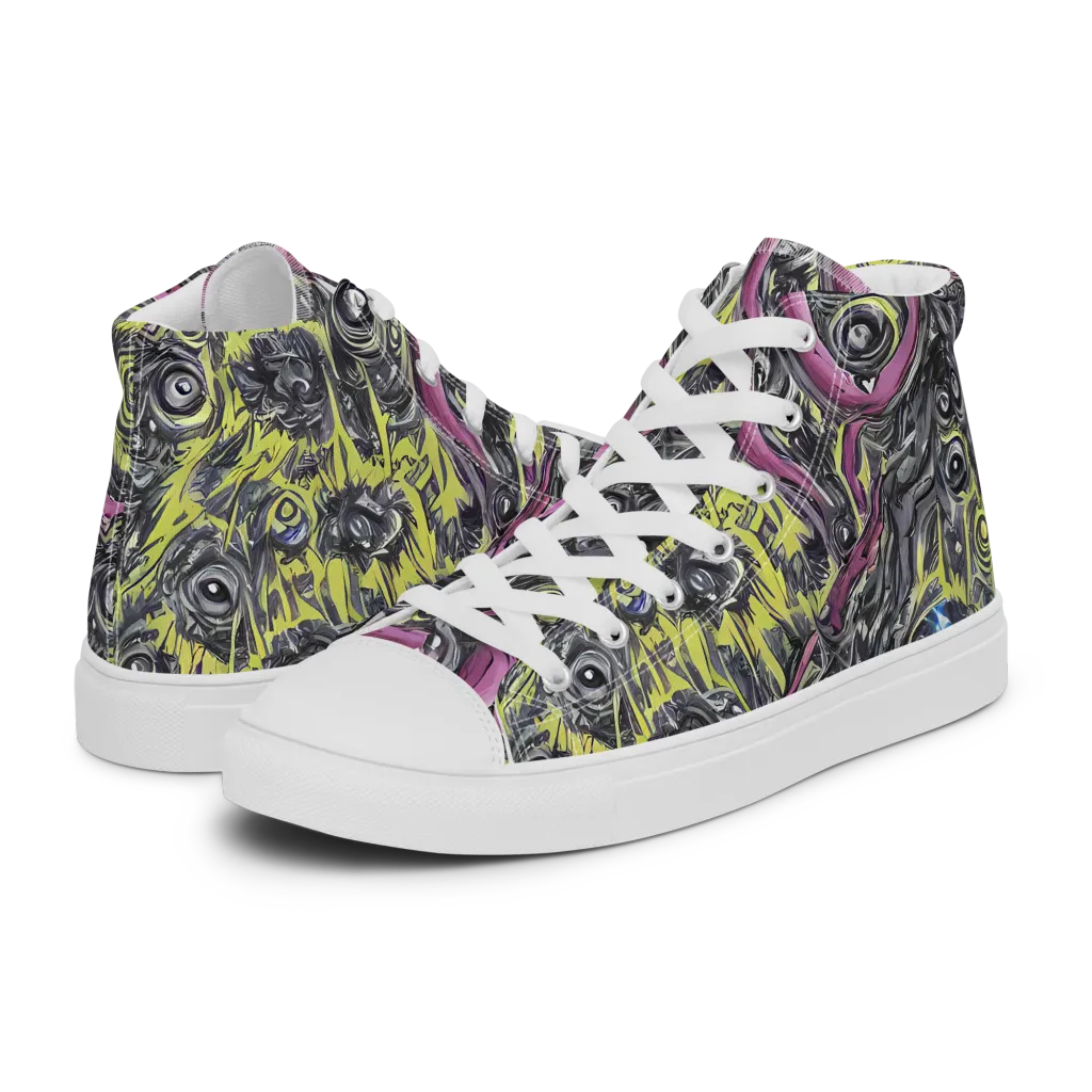 Acid Gaze on Women's High Top Canvas Shoes — Left
