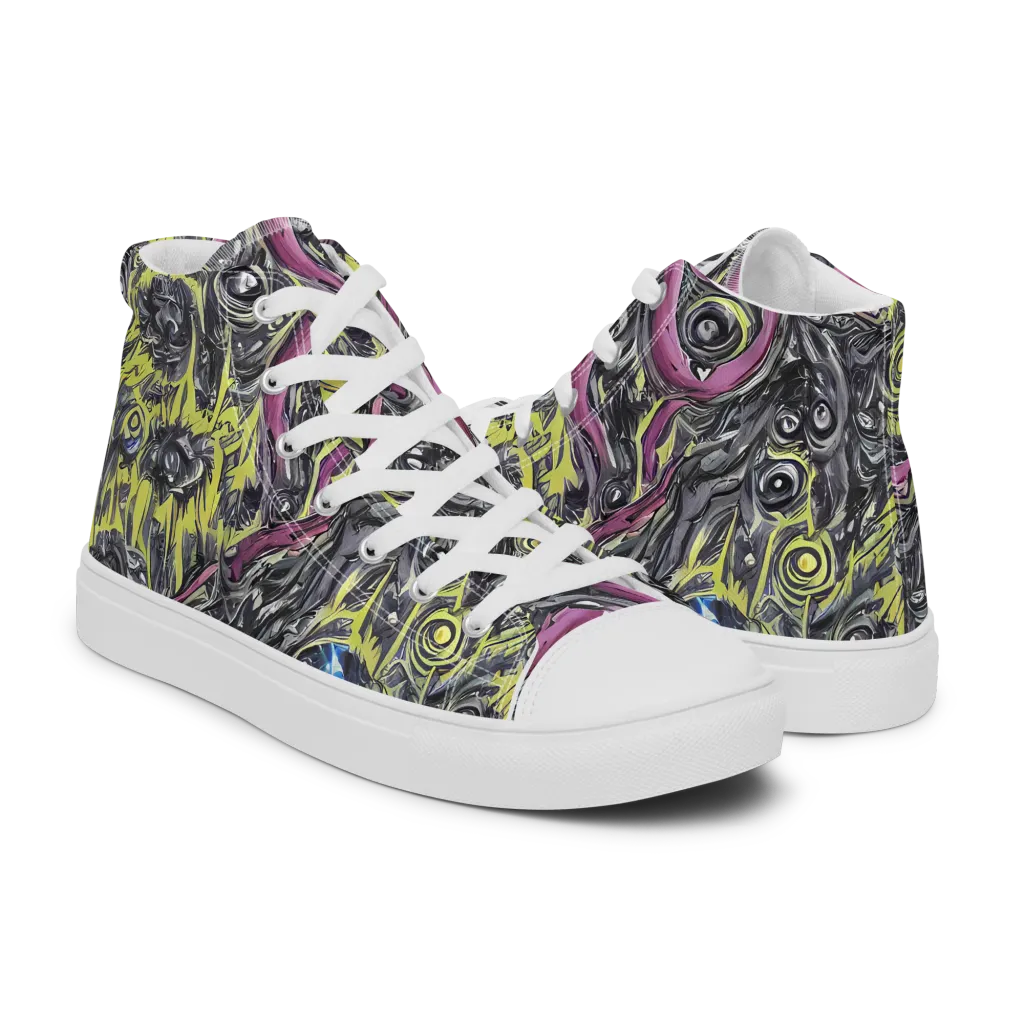 Acid Gaze on Women's High Top Canvas Shoes — Right