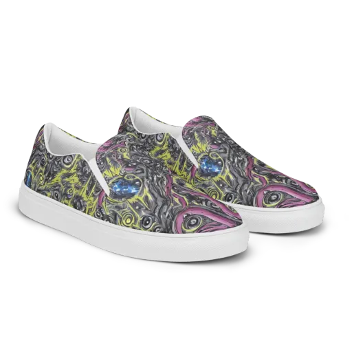 Acid Gaze on a Men's Slip-On Canvas Shoes