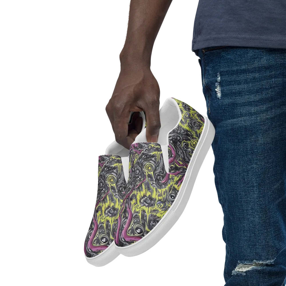 Acid Gaze on Men's Slip-On Canvas Shoes — Left Front
