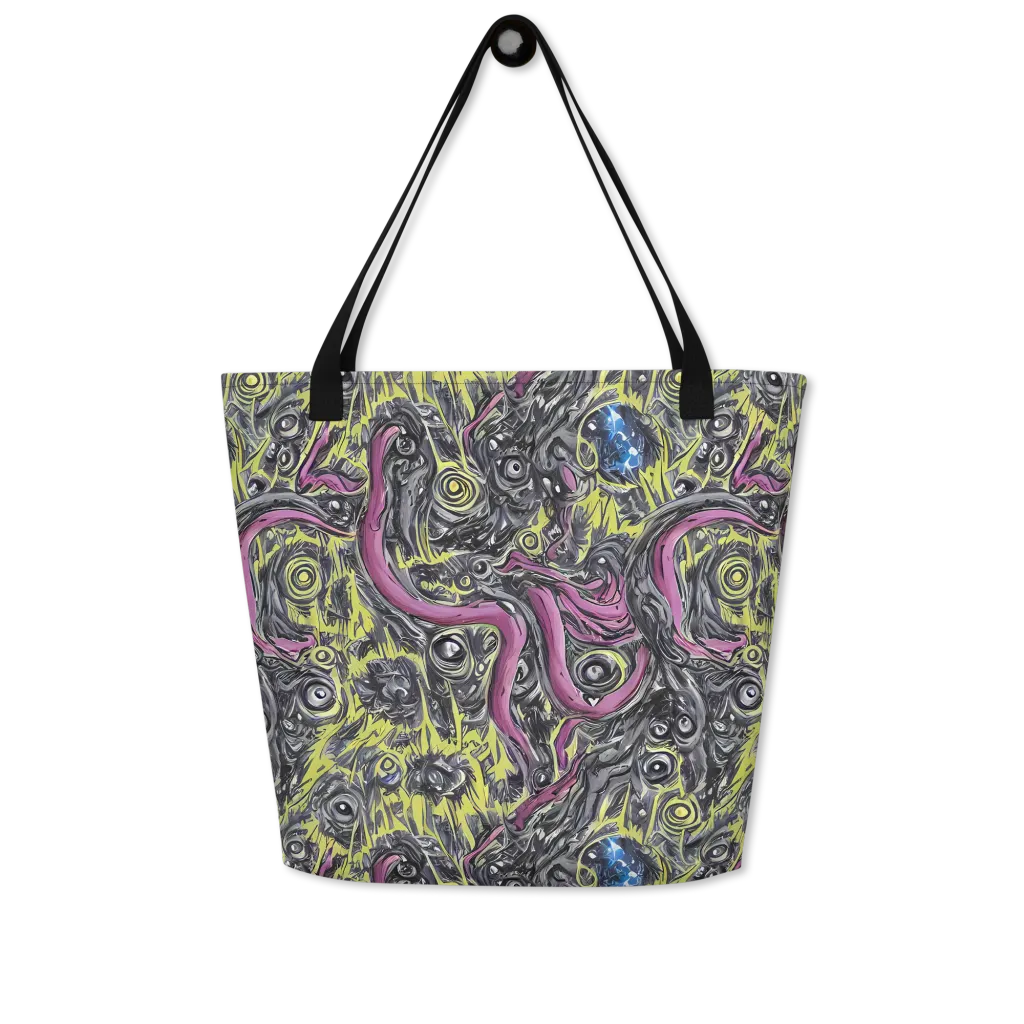 Acid Gaze on Large Tote Bag W/ Pocket — Front