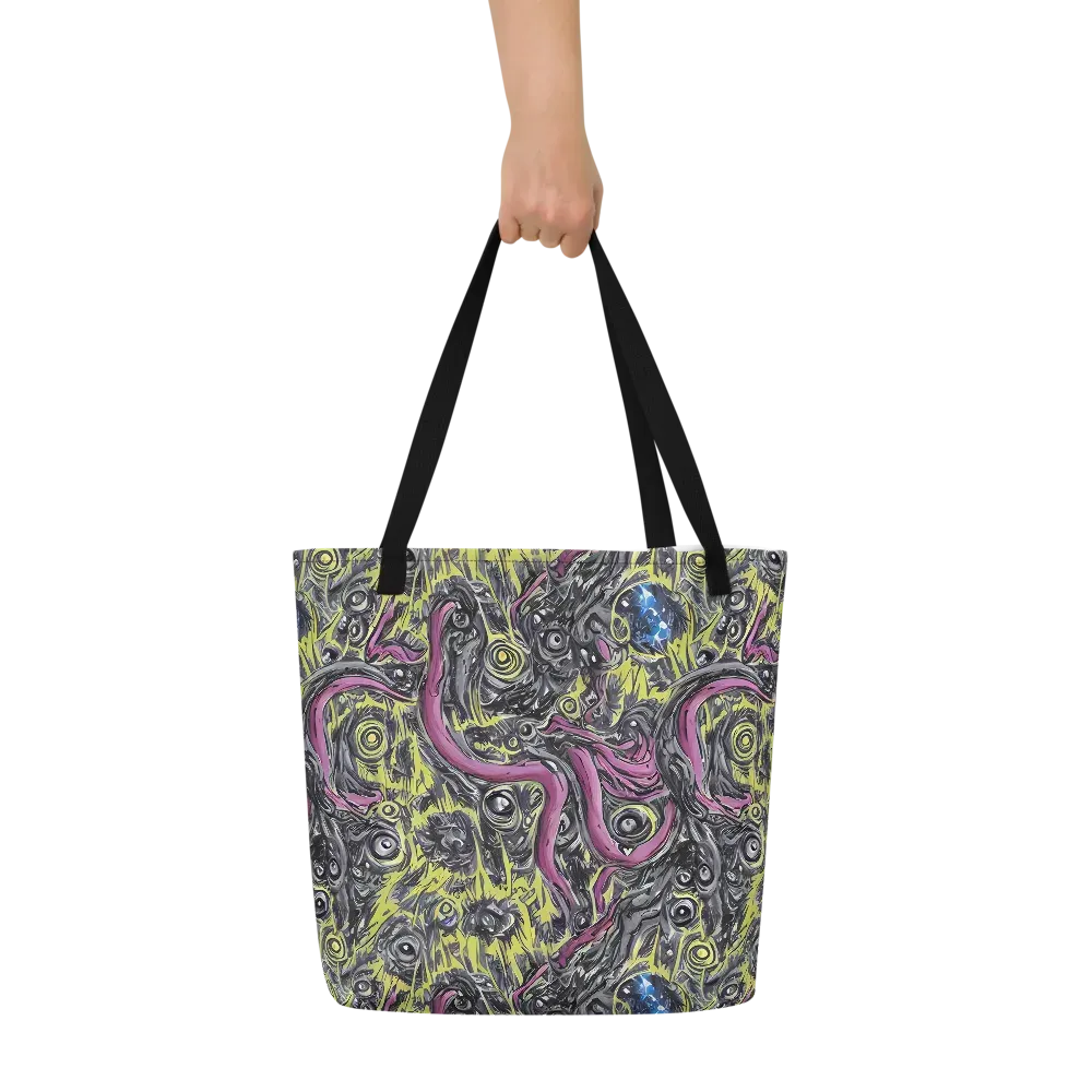 Acid Gaze on Large Tote Bag W/ Pocket — Front