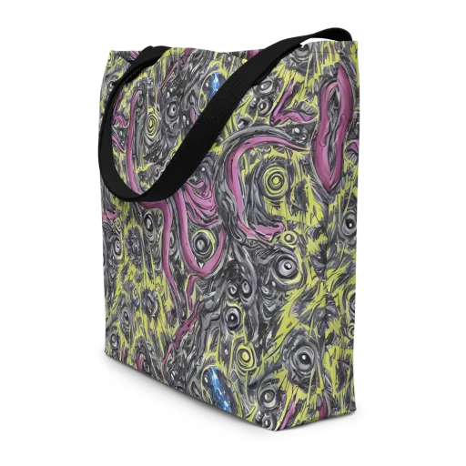 Acid Gaze on a Large Tote Bag W/ Pocket