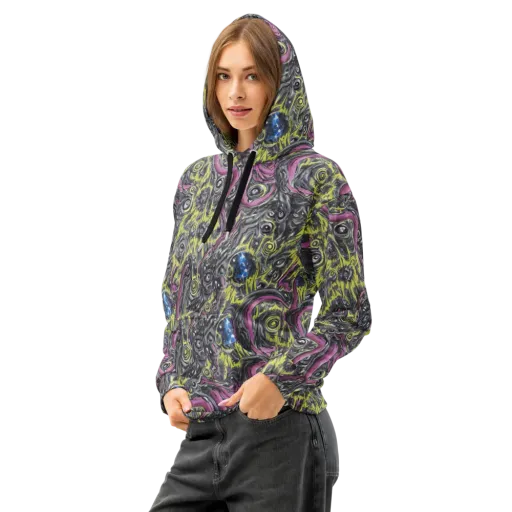 Acid Gaze on a Cotton Hoodie